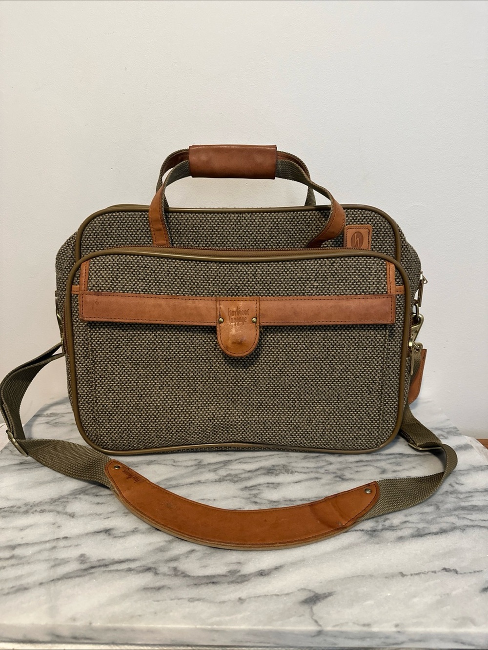 Hartmann Canvas twill Leather trim carry on travel bag with shoulder strap